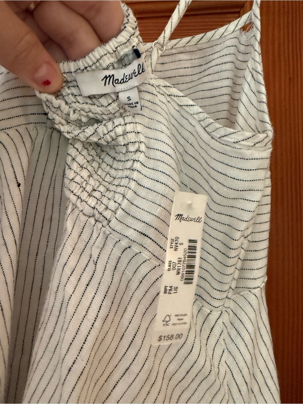 Madewell Linen White Striped Midi/Maxi dress - Picture 3 of 3